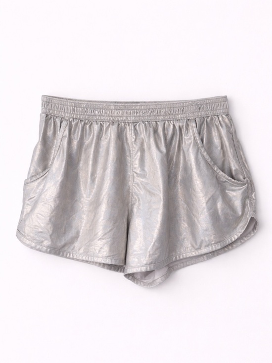 Arjen Kroos Pants - Arjen Kroos Women's Metallic Silver High Waisted Running Athletic Shorts Large